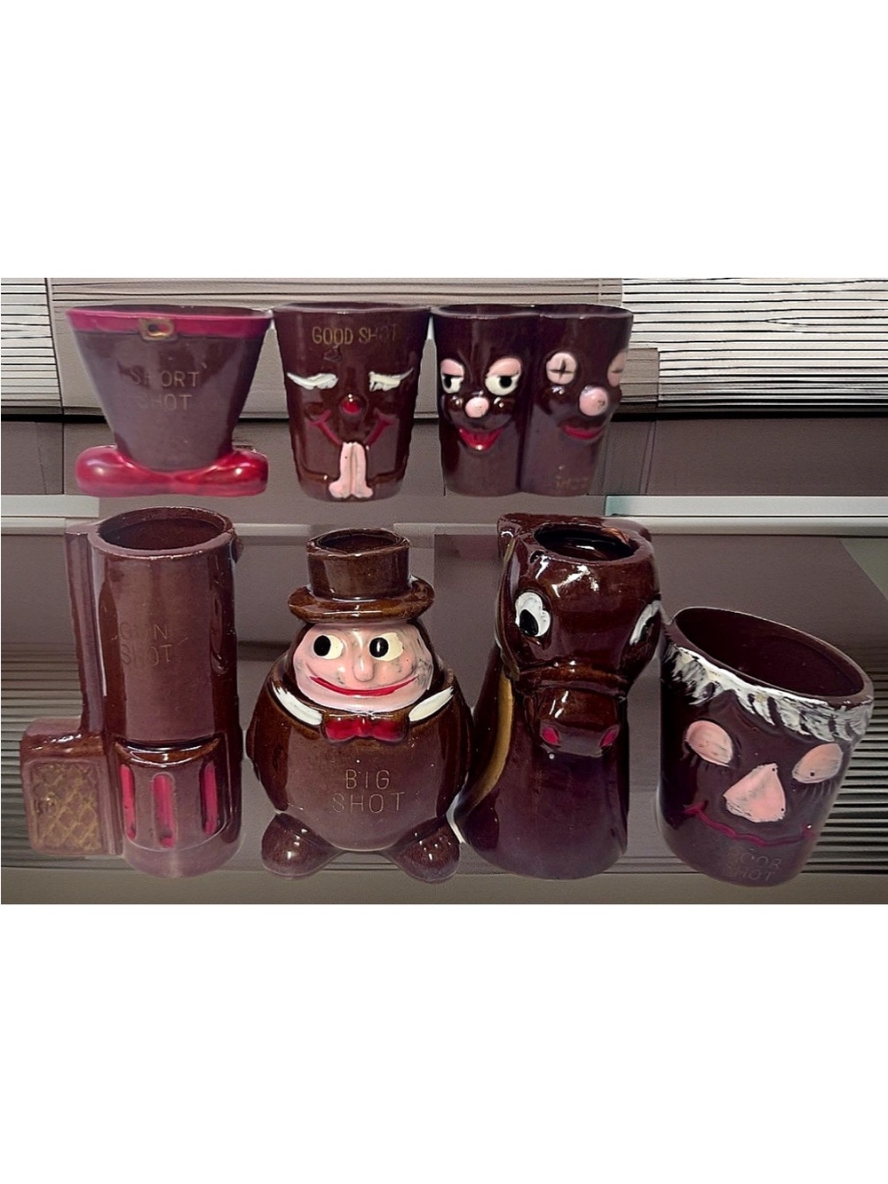 🥃APEX🥃 “WHAT’LL YOU HAVE?” CERAMIC NOVELTY HUMOR SAYING’S 3D BAR SHOT-GLASSES